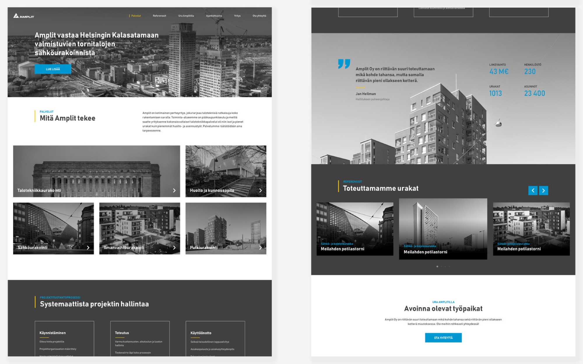 Amplit website services page UI