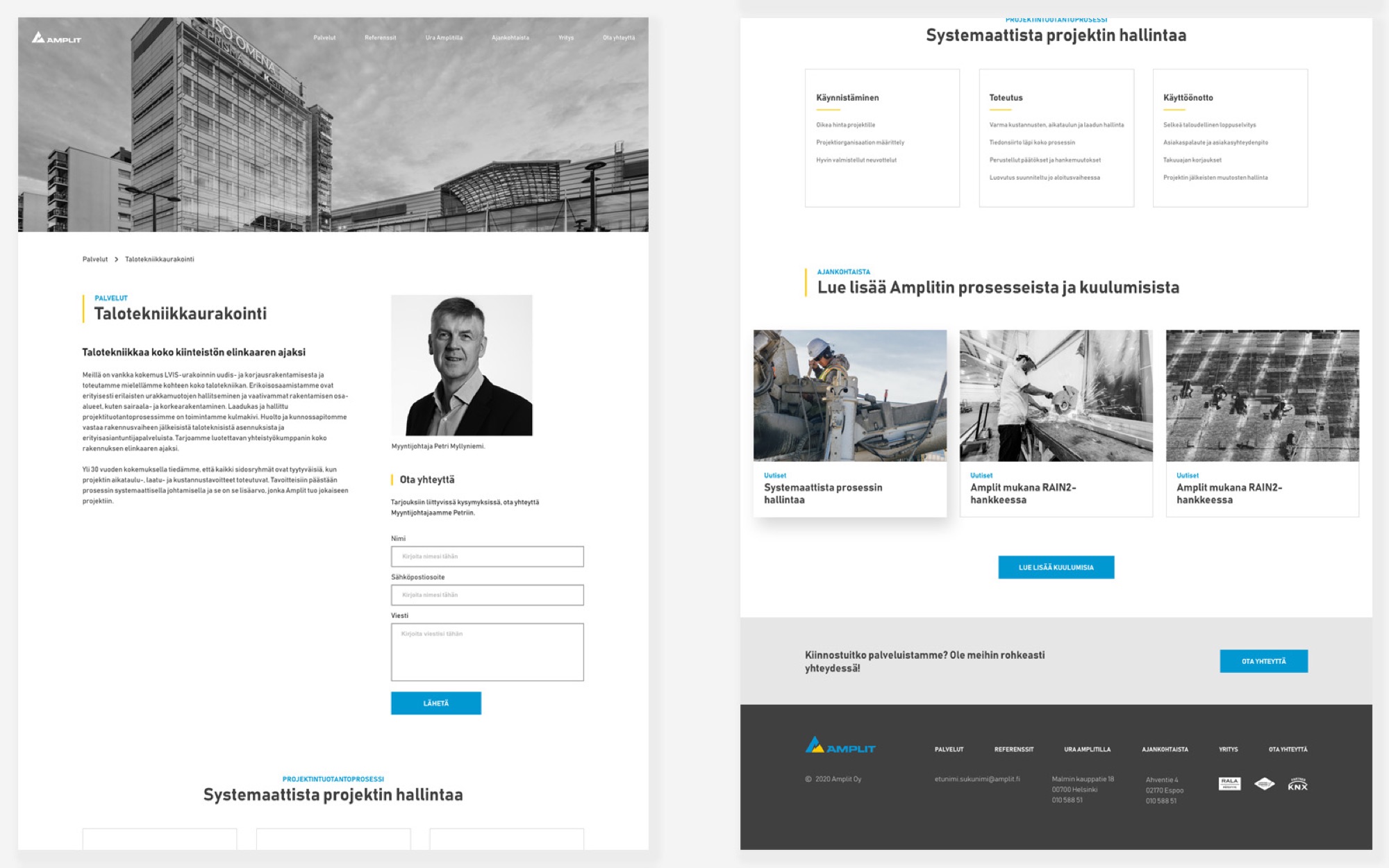 Amplit website building technology page UI