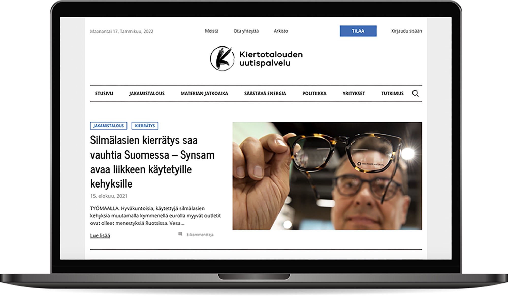 Laptop mockup of the circular economy news website.