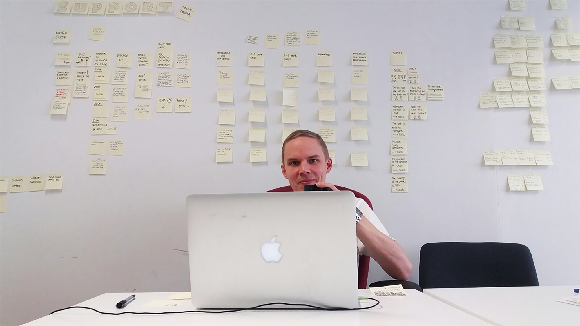 Workshop setting for Family Support website usability testing.